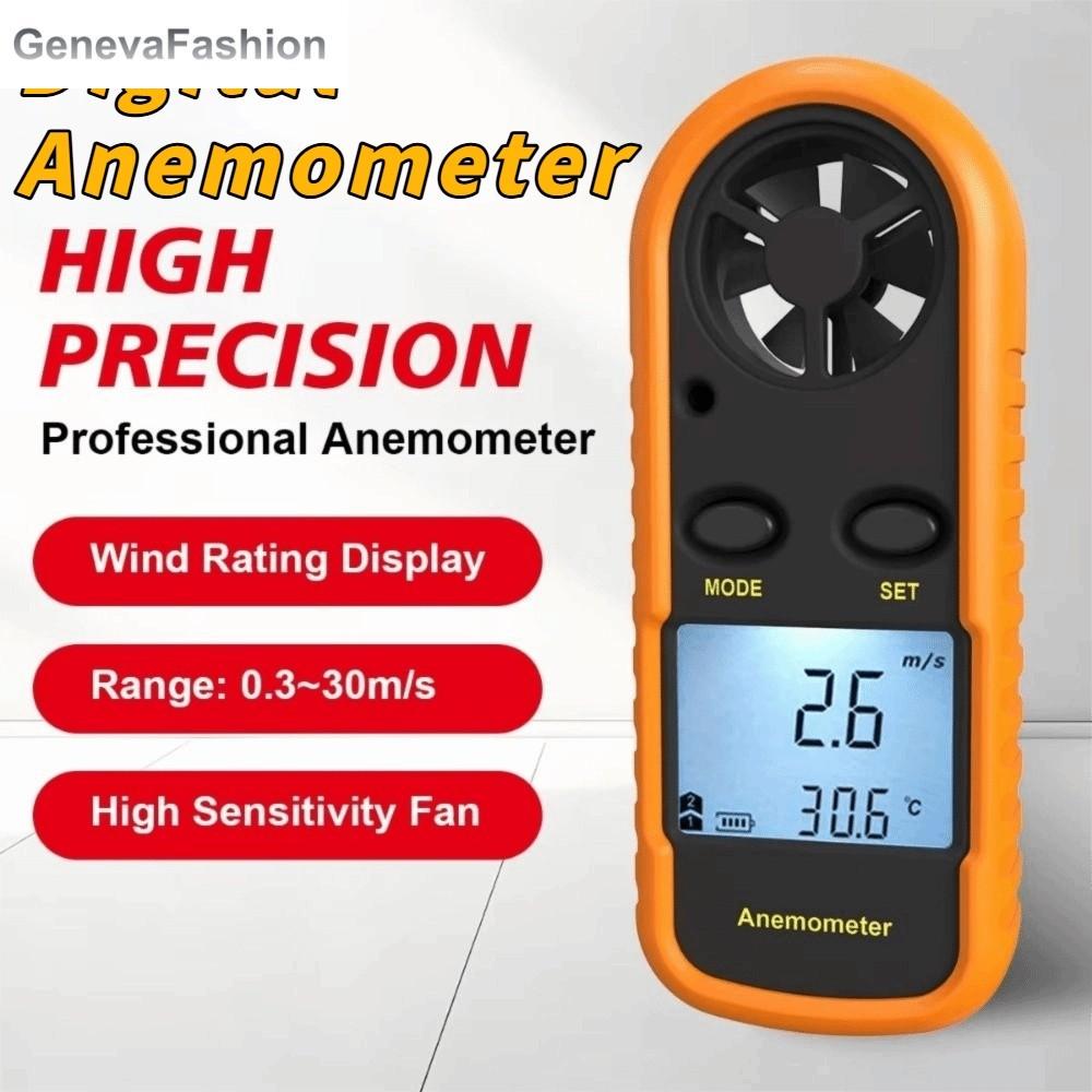 GENEVA mini Máy đo gió kỹ thuật số Màn hình LCD Cầm tay Máy đo tốc độ không khí Máy đo gió thông minh -10 ° C ~ 45 ° C Máy đo tốc độ gió Thiết bị điện