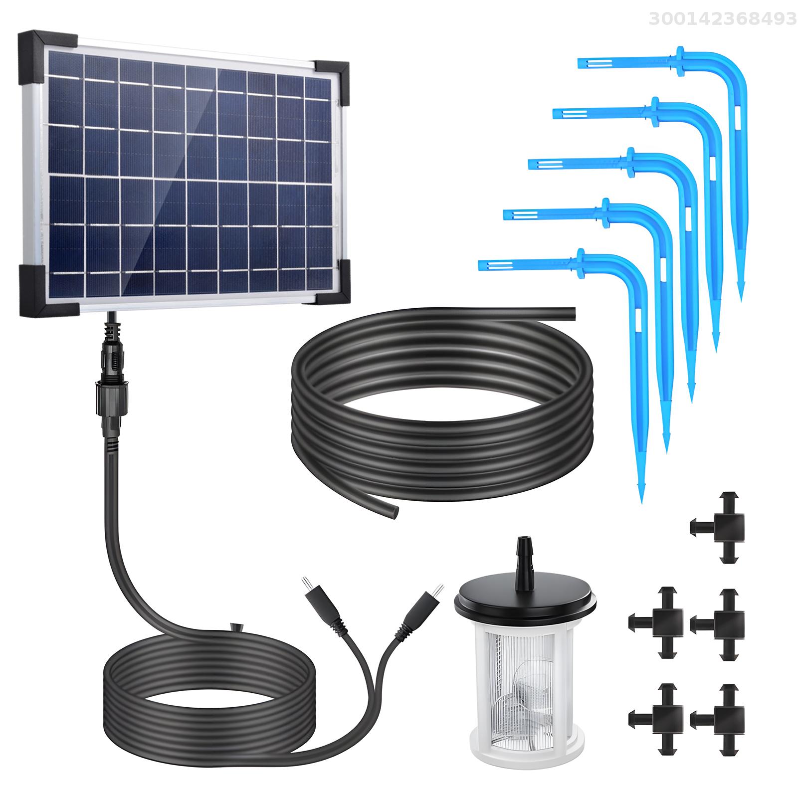 Solar Auto Drip Irrigation System Solar Powered Drip Irrigation Kit Built-in 2200mAh Battery Supported 30 Pots 7 Timer Modes IP65 Waterproof Self Watering DIY Irrigation Set for Indoor Outdoor Green House Garden Balcony ราคา 1,589 บาท*ส่งฟรี