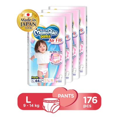 MamyPoko Air Fit Pants Girl Diapers L 44 X 4 Packs 176 Pcs (9-14kg)