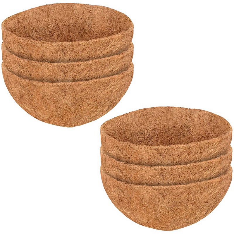 (WYVM) 6 Pcs Natural Coconut Fiber Basket Coconut Replacement Liner for Hanging Baskets Flowers