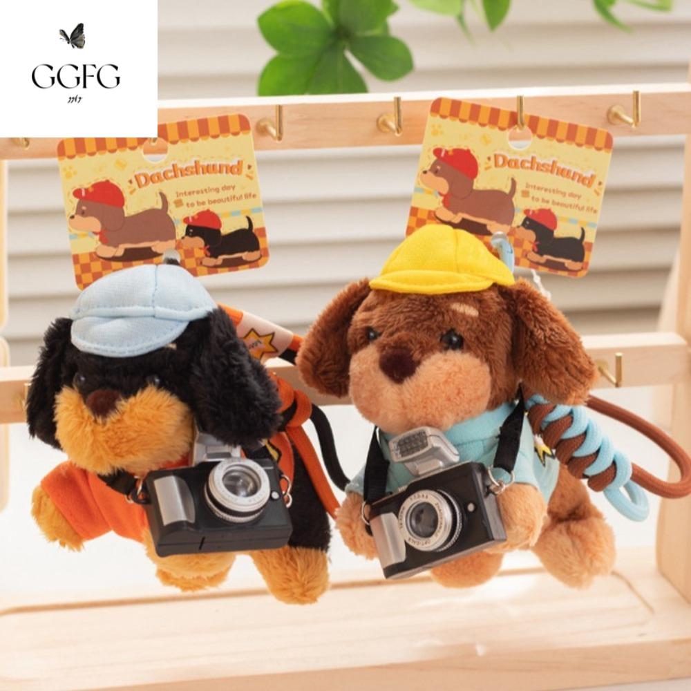 GGFG Dachshund Móc Khóa chó bằng vải nhung lông Máy ảnh Hamburger dây chuyền vỏ điện thoại Charm Hoạt hình dễ thương Móc chìa khóa xe ô tô Quà tặng cho bạn bè