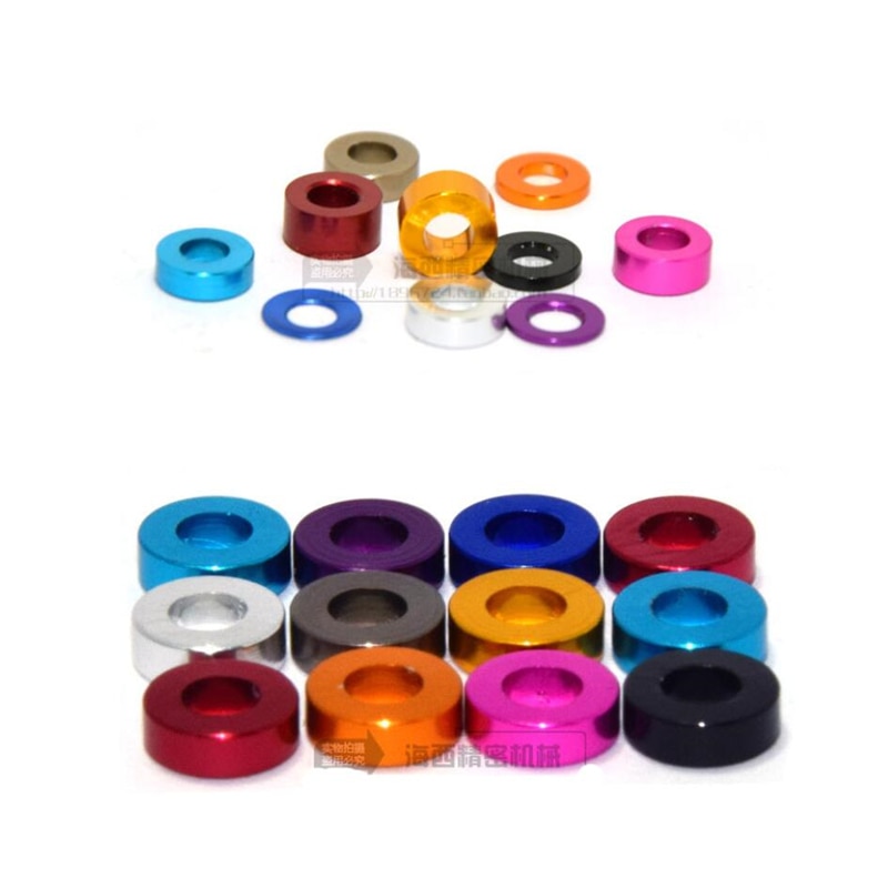 yingke 50pcs M3 Aluminum Flat Washer M3*6*0.25/0.5/1/1.5/2/2.5/3mm Aluminum Alloy Bushing Gasket Washer Plain Washers