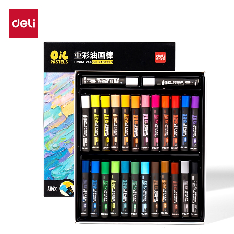 Deli 24/36/48 Colors Heavy Color Oil Pastels Soft Creamy Professional Drawing Crayons Set HM861
