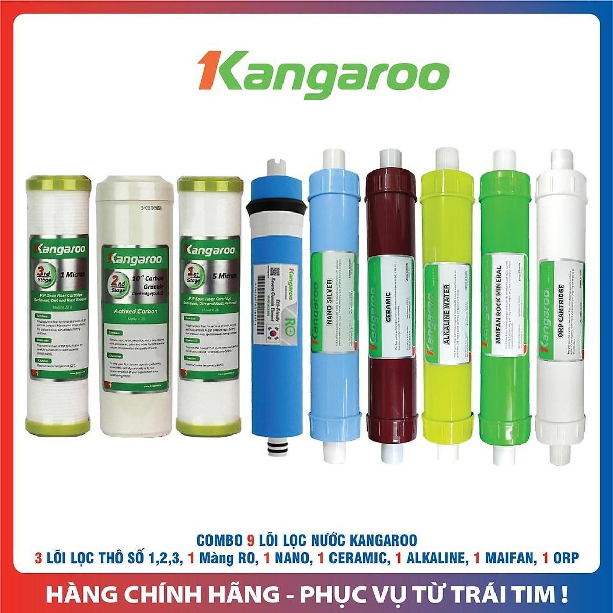 Trọn bộ 9 lõi lọc nước Kangaroo hàng chính hãng dùng cho máy lọc nước Kangaroo KGRP12 Giá 1,614,000 Đồng*Miễn phí vận chuyển