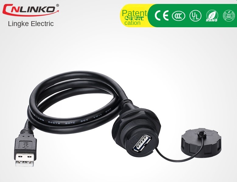 USB2.0-JSX-03-100 | Đầu Nối Dữ Liệu CNLINKO YU-USB2.0 Chống Nước | USB 2.0, 1M Dây, 4 Đầu, IP67