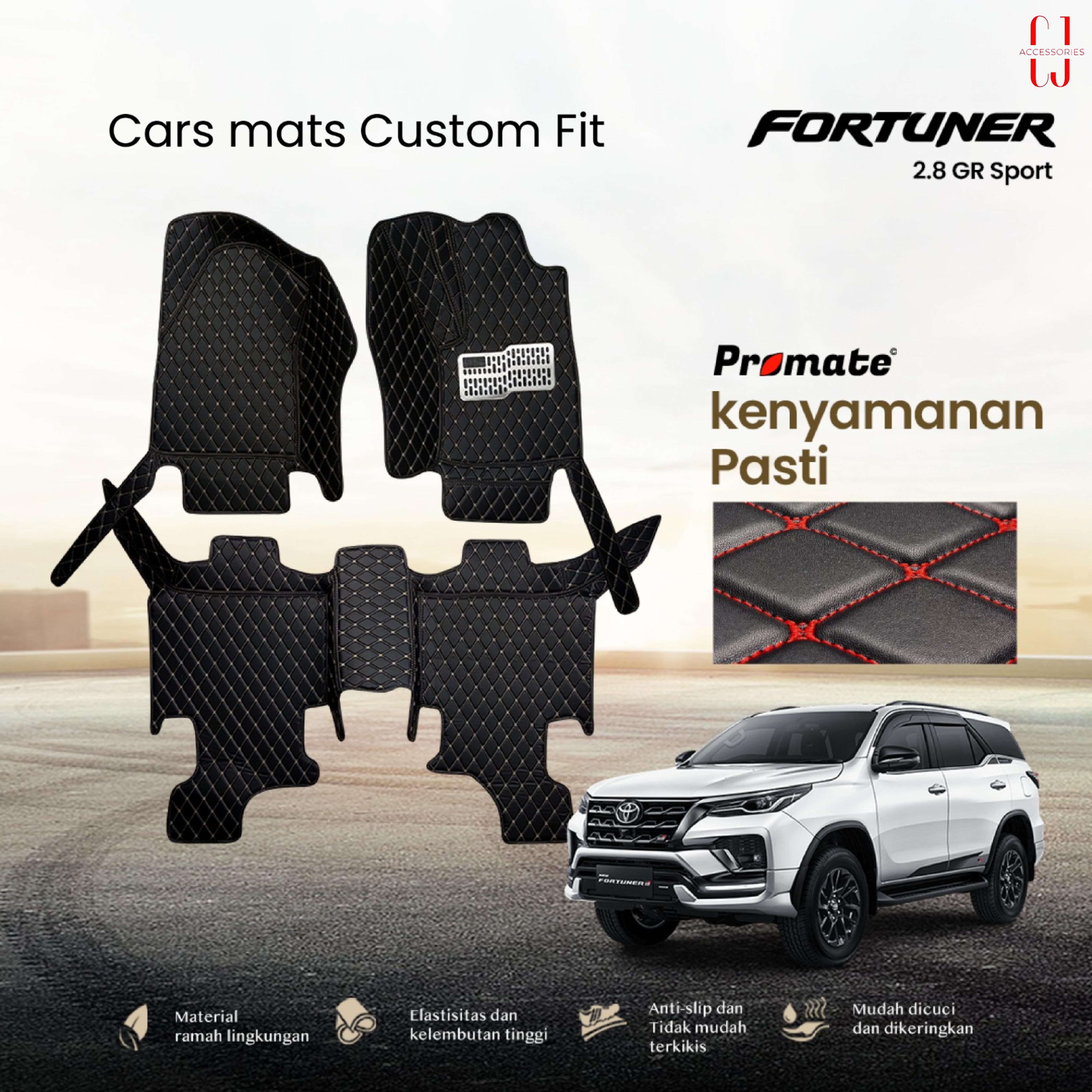 [CJ] Promate Karpet Mobil Fortuner Premium Carmat 7D EXTRA Fullset sampai bagasi Double Layer PLUS COILMAT Karet untuk TOYOTA Fortuner VNT, VRZ & GR 2.8 GR Sport Harga 1,950,000 rupiah*Gratis Ongkir