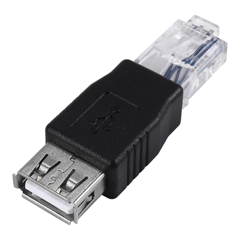 Female USB A to Male Ethernet RJ45 Plug Adapter New