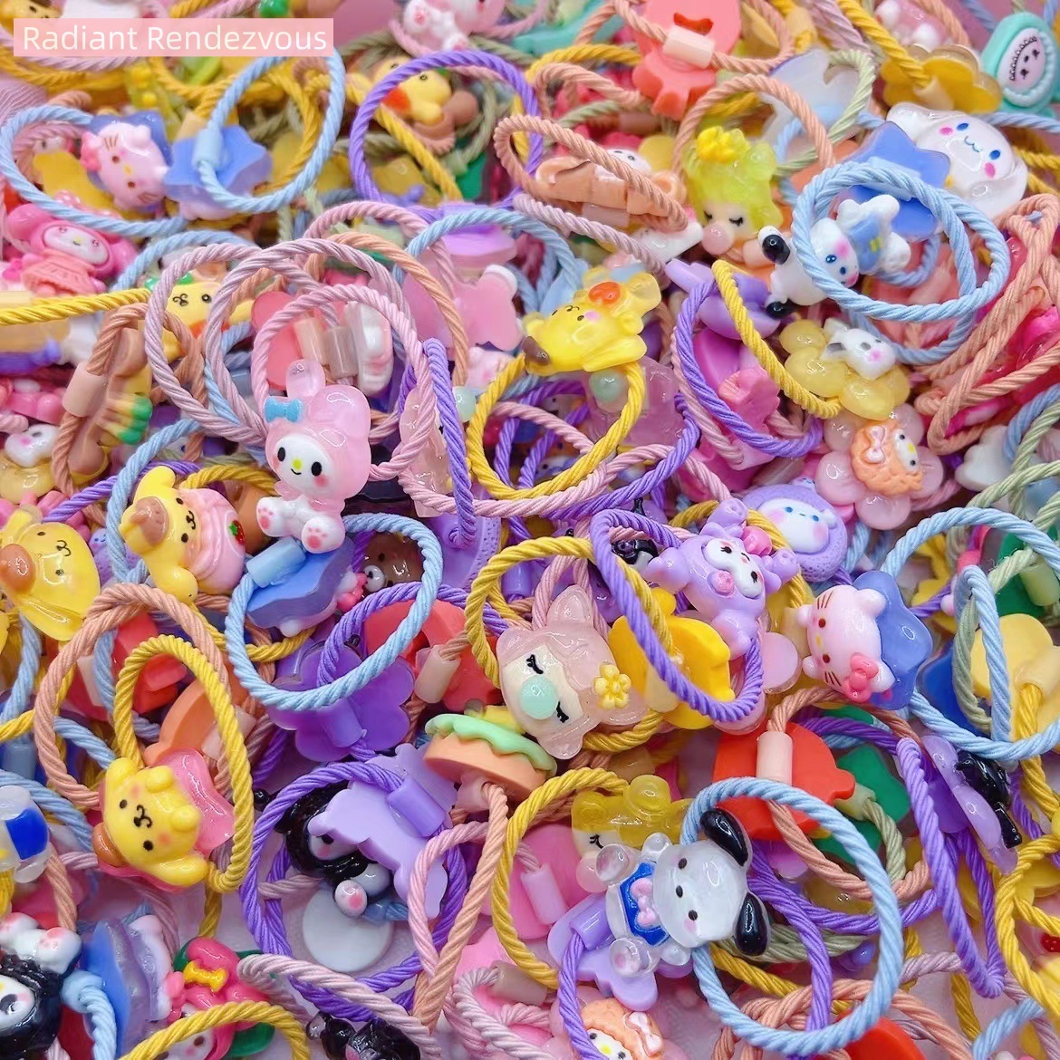 Captivating Curiosities Cute cartoon animal hair ring, strawberry bear, star Dailu hair rope, children's fashion, Korean version of small leather band ราคา  31 บาท*ส่งฟรี