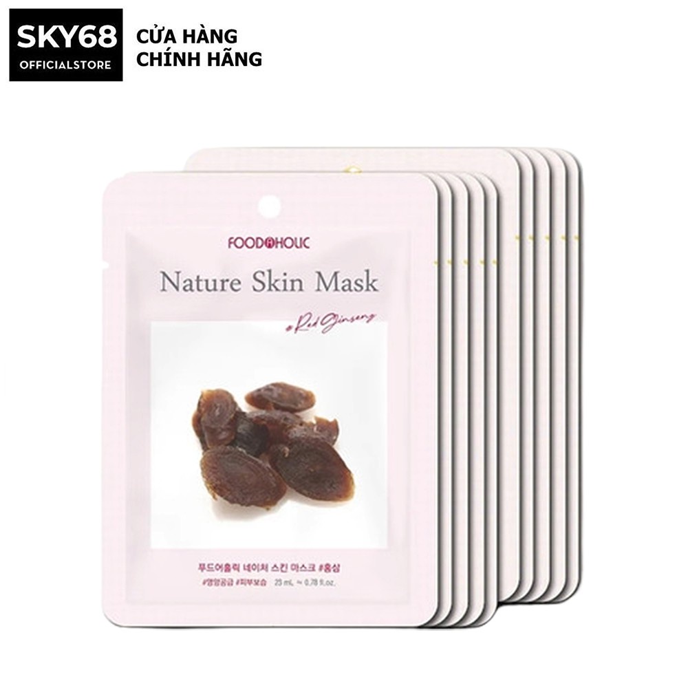  Combo 10 Mặt Nạ Nhân Sâm Săn Chắc Da Giảm Thâm Nám Foodaholic Nature Skin Mask 23gx10 - Red Ginseng 