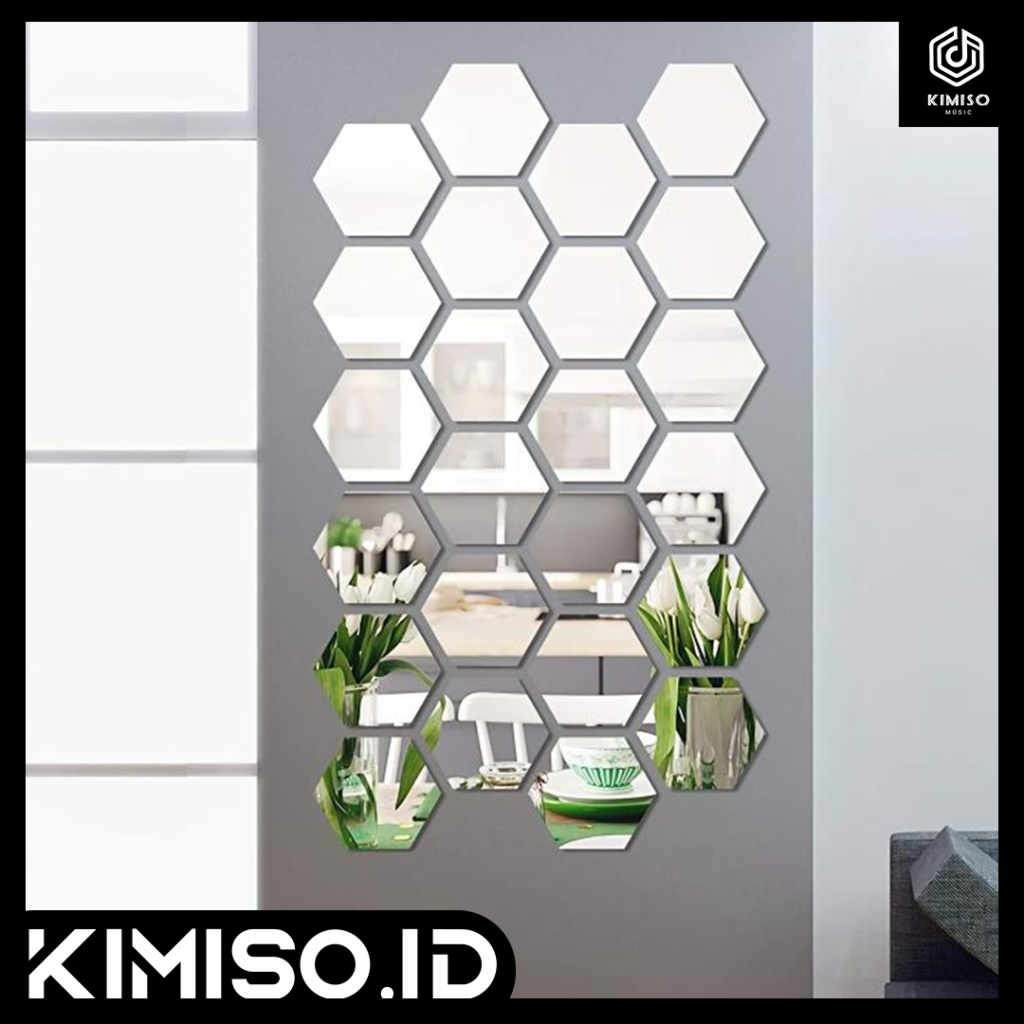 Stiker Cermin Dinding Anti Pecah Cermin Kaca Acrylic Hexagonal Dekorasi Ruangan D5005