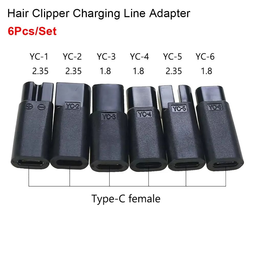 TU3Y 6Pcs/Set DC 5,5  2,1mm đến 1,8/2,35mm Bộ chuyển đổi DC cho máy cắt tóc Lỗ đôi/Khe đơn USB 5V Bộ chuyển đổi dây sạc cho máy cạo râu  Thay thế Ổ cắm giao diện chuyển đổi nguồn điện