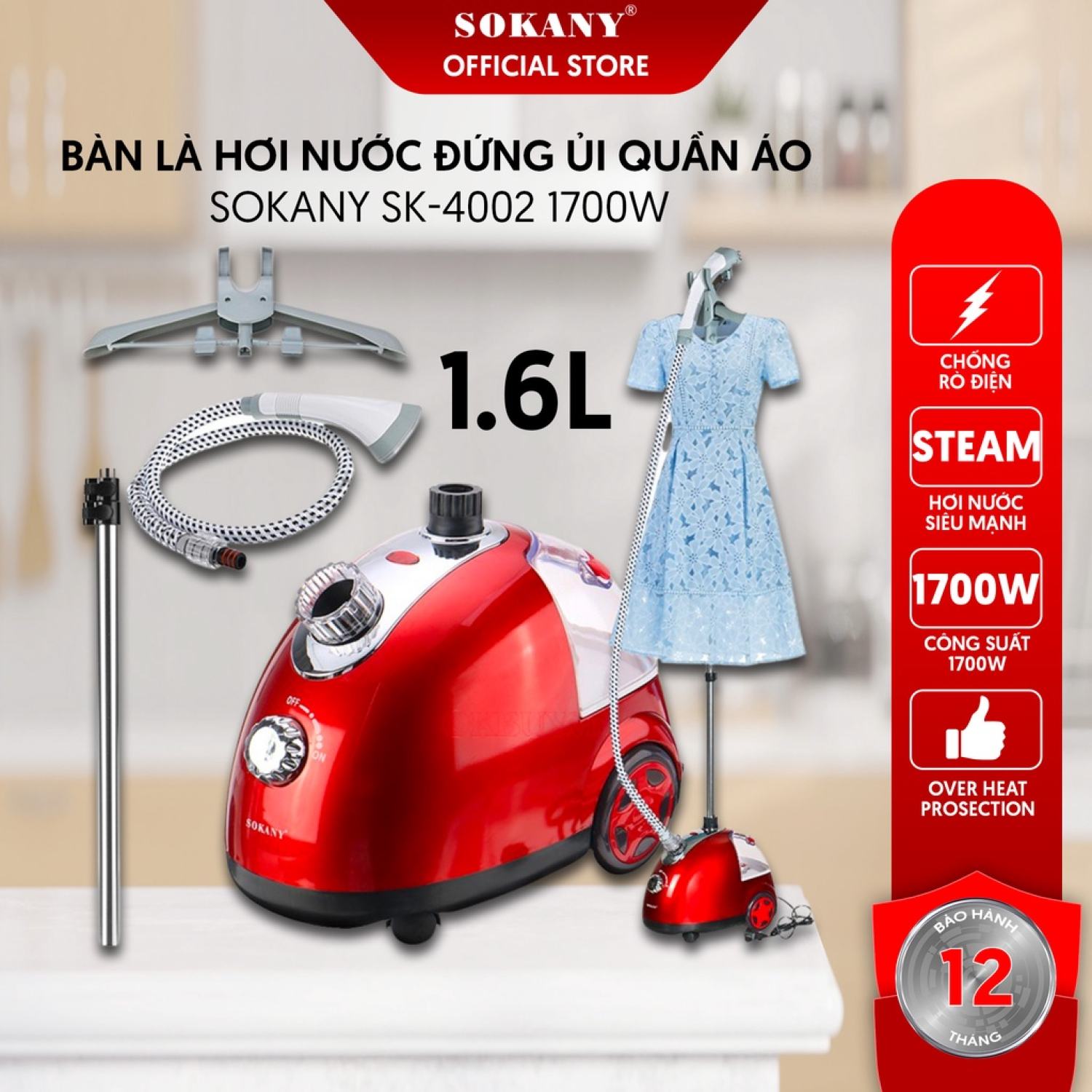Bàn ủi hơi nước đứng | bàn là hơi nước cầm tay | giá cực tốt - bàn là hơi nước đứng ủi quần áo sokany sk-4002 công xuất 1700w, hiệu suất ủi cao, làm nóng nhanh 45 giây, ủi đồ nhanh, 2 chế độ phun hơi nước tùy chỉnh.