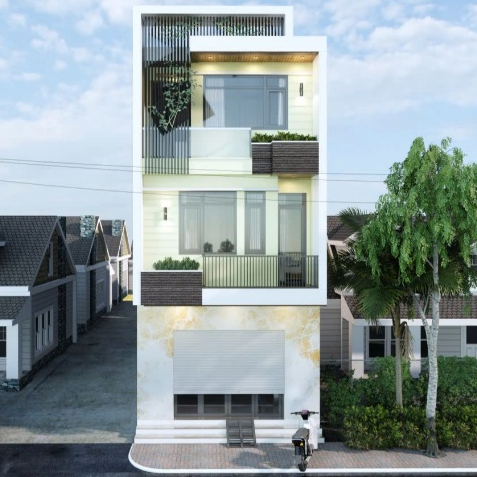 5x20m Bản Vẽ Thiết Kế Nhà Lô Phố 2 Tầng 1 Tum (3 tầng) Xu Hướng. In Giấy A3, ảnh 3D màu, Kiến Trúc, Kết Cấu, Điện, Nước.