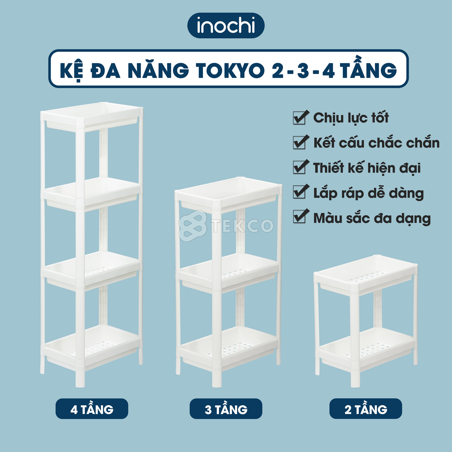 Kệ nhựa đựng đồ nhà tắm, nhà bếp Tokyo INOCHI 2-3-4 tầng - Giá để chén bát
