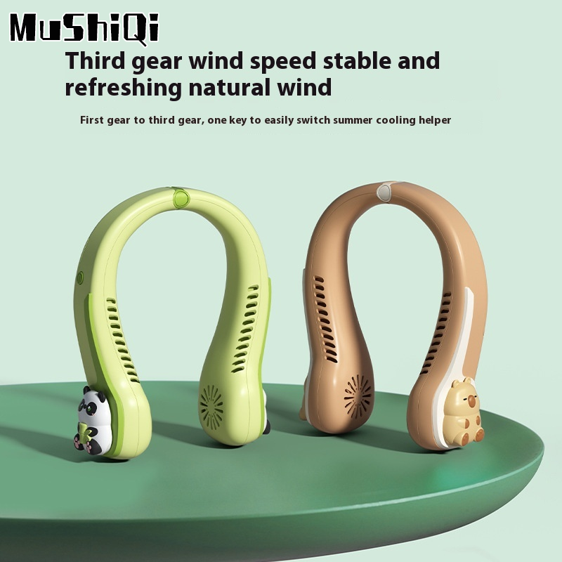 MuShiQi New Cartoon Neckband Fan with Long Battery Life and Portable Charging ราคา 376 บาท*ส่งฟรี