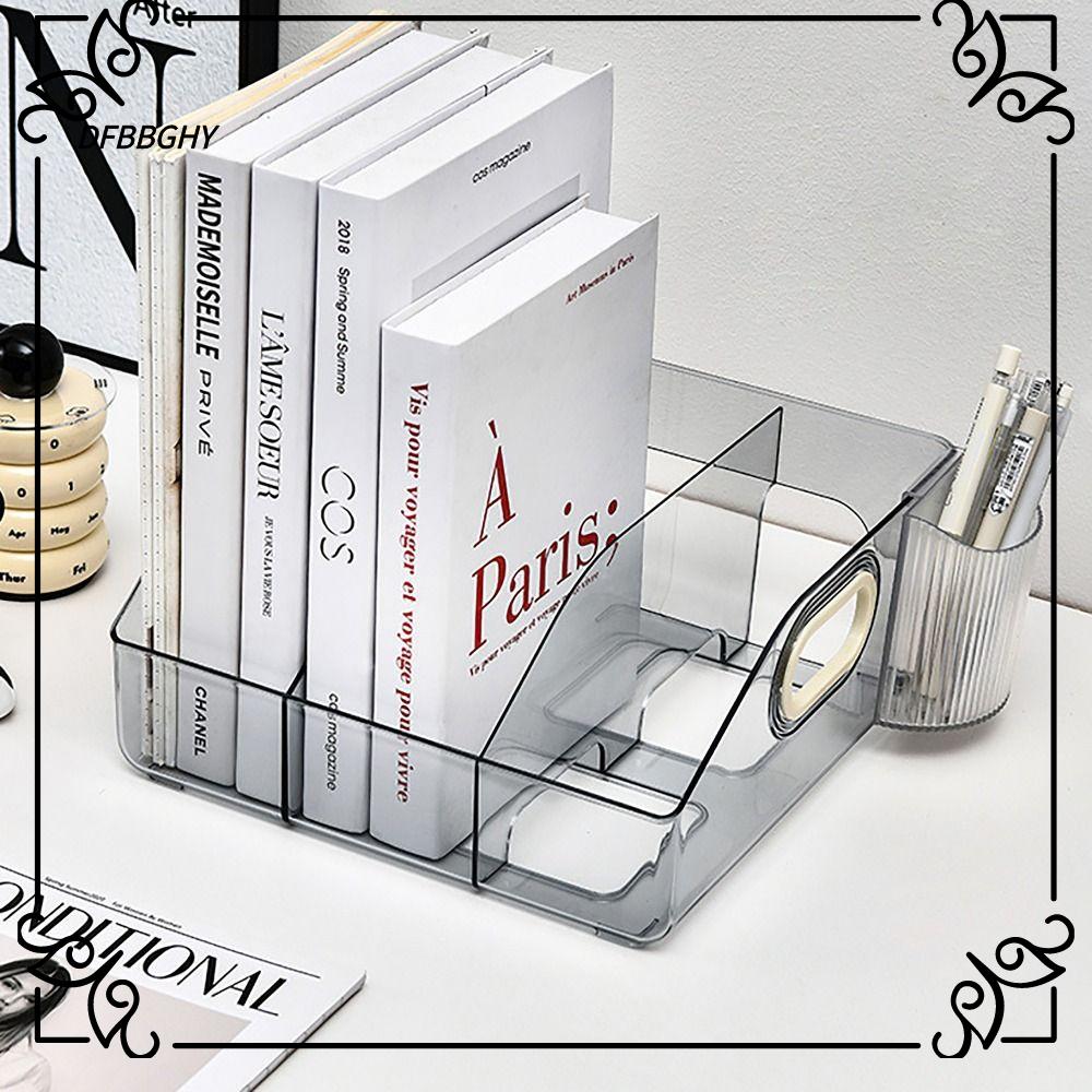 DFBBGHY Có tay cầm Bookends Acrylic trong suốt Đồ dùng học tập Giá Phân Loại để bàn Di động Túi để bàn Giá để sách để bàn Dành cho học sinh