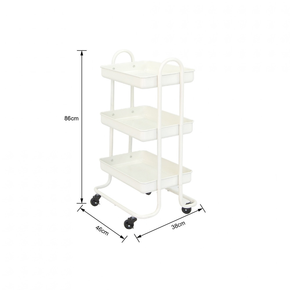 Global House DELICATO รถเข็น 3 ชั้น รุ่น ASTRA-WHITE ขนาด 46x38x86 ซม. สีขาว รับประกันของเเท้! ราคา 1,190 บาท*ส่งฟรี