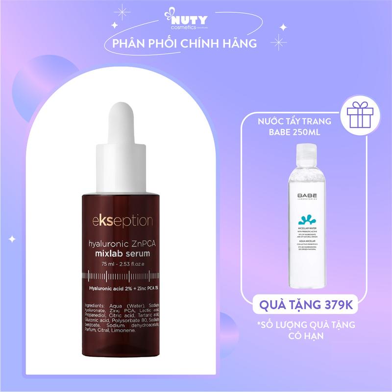 COD [Tặng nước tẩy trang babe] Serum Ekseption Hyaluronic ZnPCA mixlab serum 75ml - Serum cho da dầu