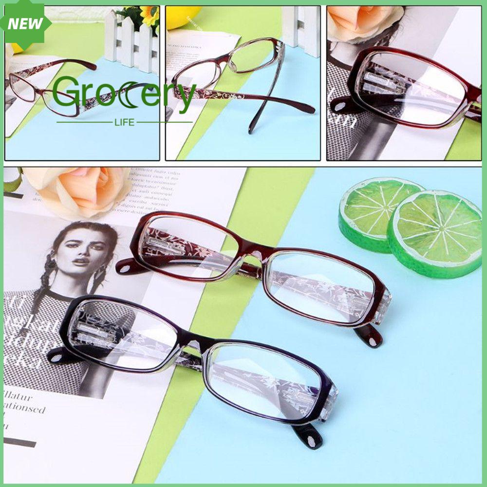 GROCERY LIFE Phóng đại Đeo mắt In hoa Bản lề mùa xuân Kính đeo mắt Chăm sóc thị giác + 1.00 ~ + 4.0 Diopter Kính đọc