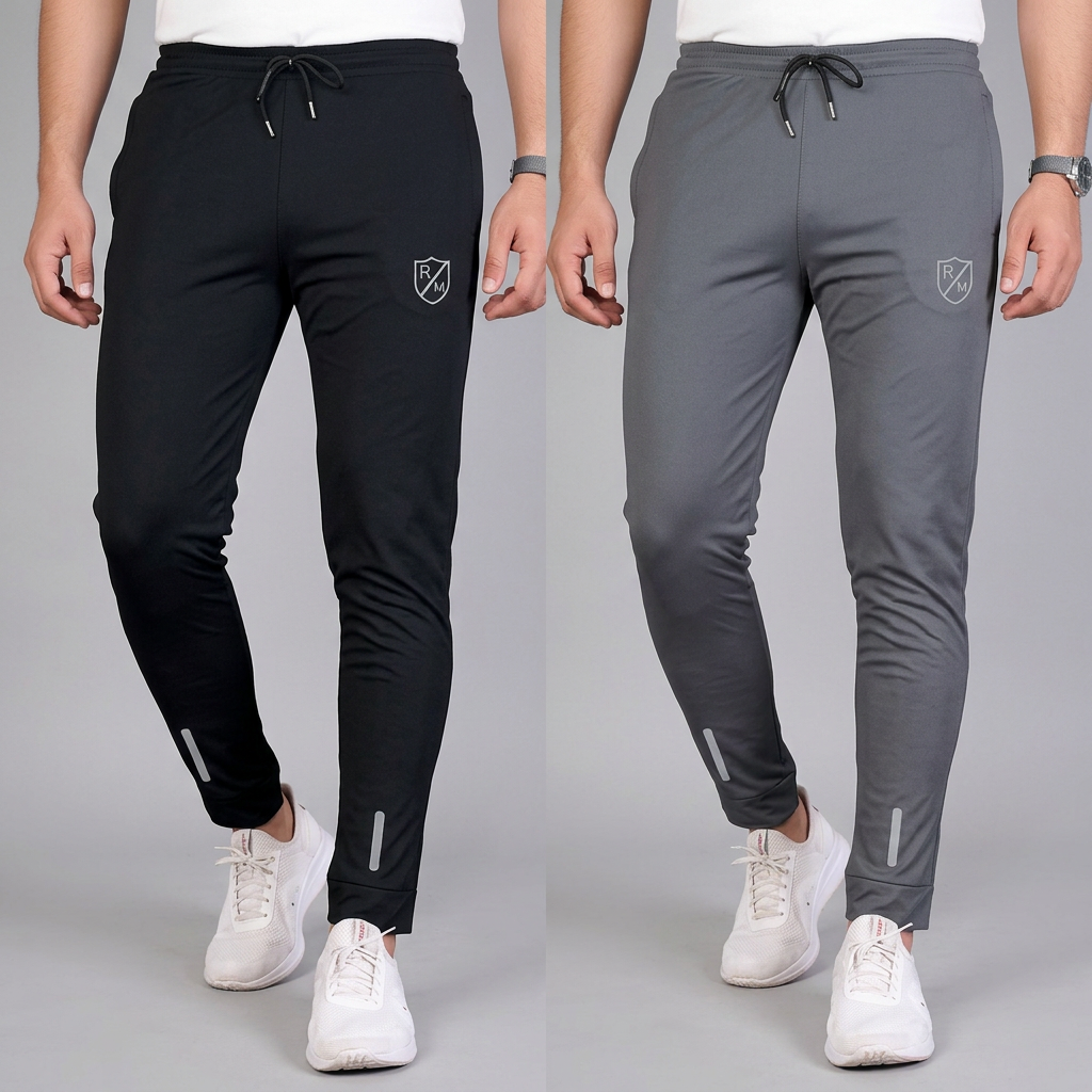 Pack of 2 Men Reflective logo Multicolor Trousers Gym Wear