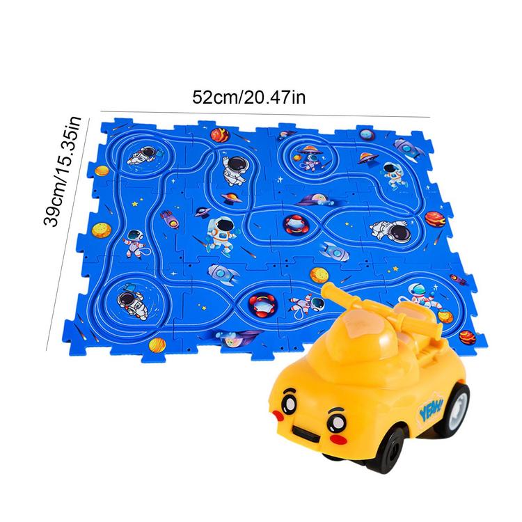 puzzle car track playset diy assembling rail play set for children battery 7