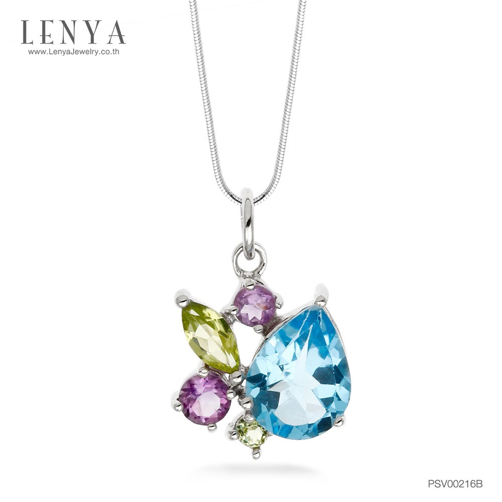Lenya Blue Topaz Gemstone Pendant Enhances Confidence, Clarity, and Intelligence. Size 8X6 Mm. 925 Silver Body with White Gold Plating. ราคา 3,900 บาท*ส่งฟรี