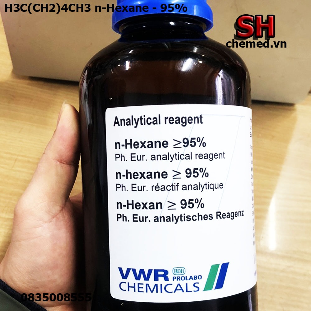 Dung dịch HC(CH2)4CH3 n- Hexane 95% dùng trong y tế thí nghiệm chai 1 Lít