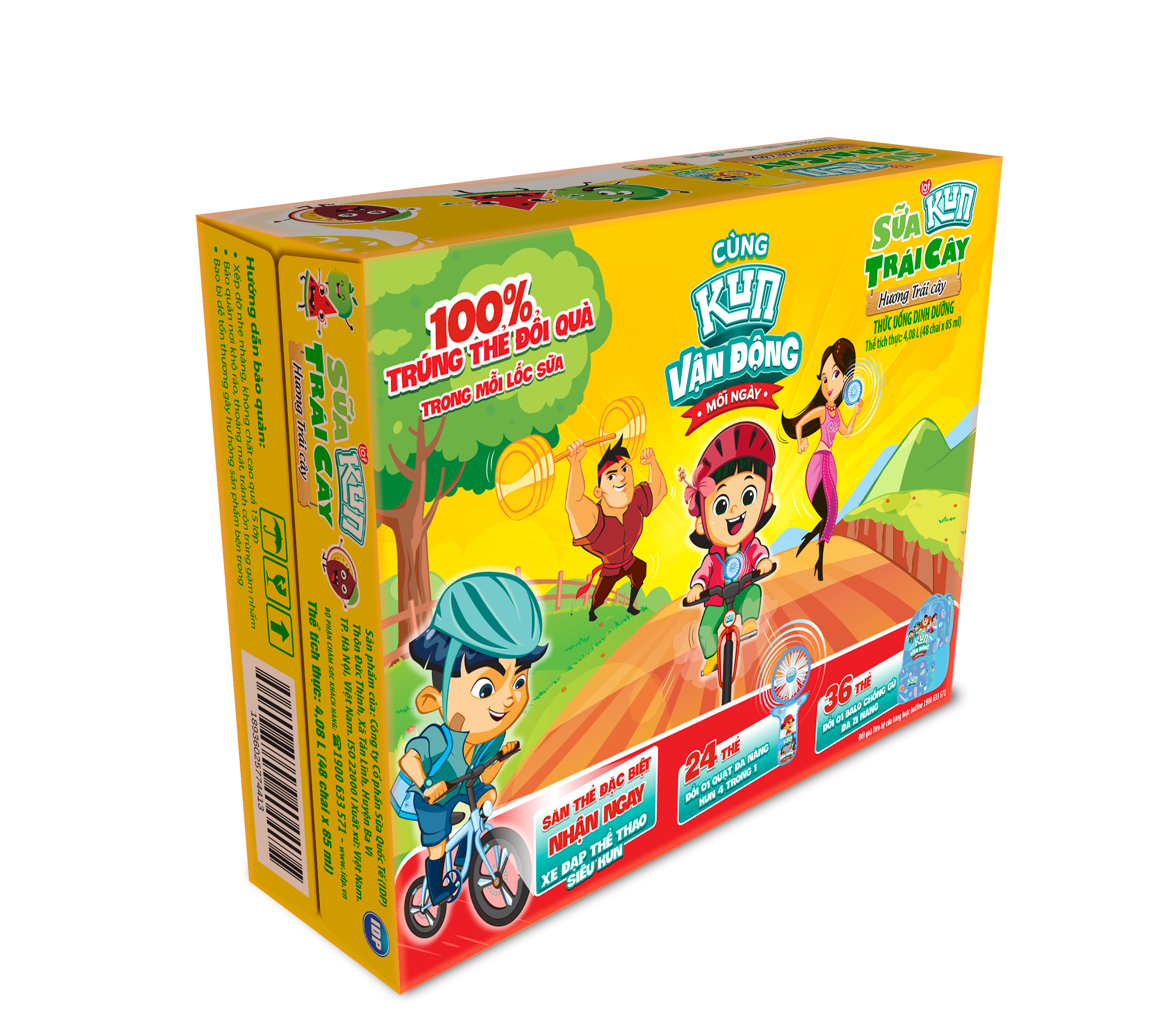 Sữa trái cây KUN vị trái cây thùng 48 chai x 85ml