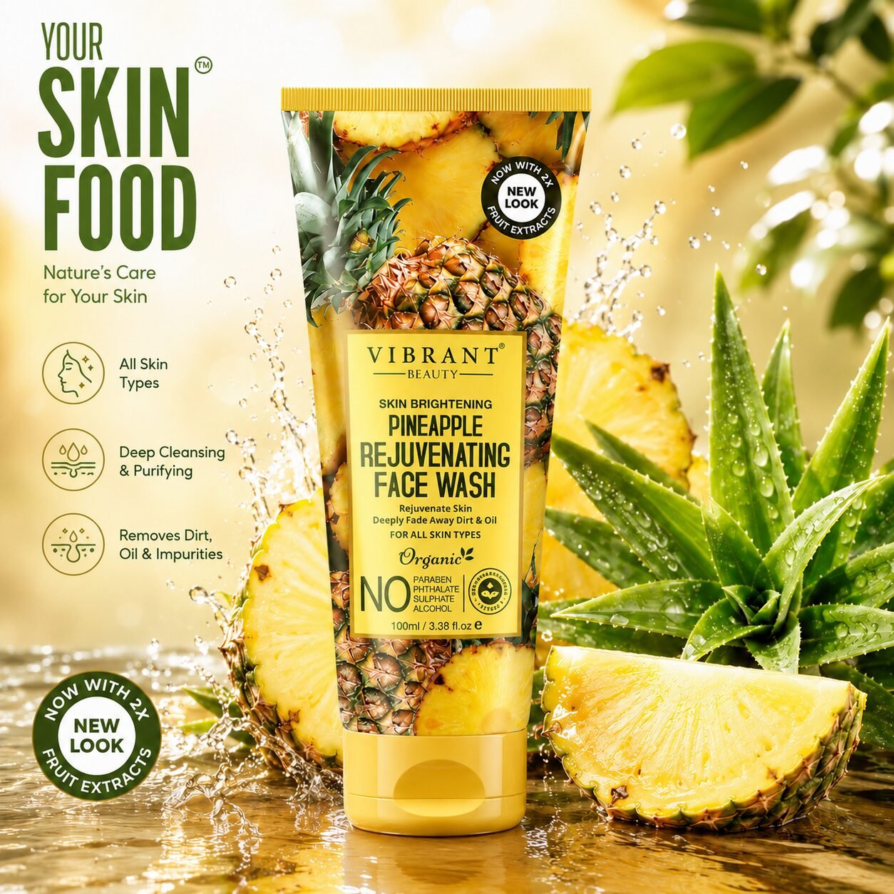 Vibrant Beauty Pineapple Rejuvenating Face Wash | Facial Cleansing Care | 100ml