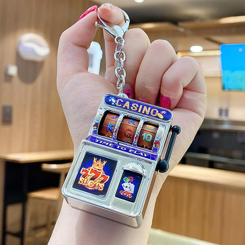 Jcika 1 3 5PCS may mắn jackpot Retro trò chơi máy xách tay mini trái cây Khe Máy Keychain Mặt dây chuyền người lớn túi quà tặng trang trí - 8