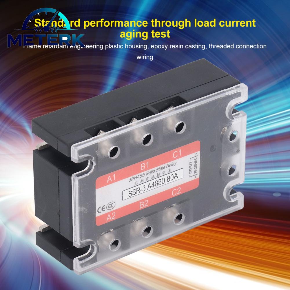 Meterk Mô-đun SSR 3 pha 80A Rơle trạng thái rắn 3 pha AC sang AC Điện áp đỉnh 600VAC Cấu trúc chắc chắn để ép nóng Giá 698,855 Đồng*Miễn phí vận chuyển