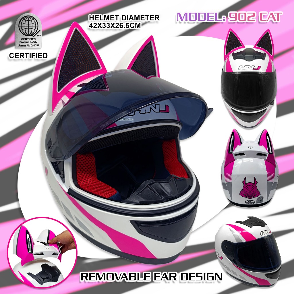 Shop Helmet Motorcycle Full Face Cat Ears Online with Best