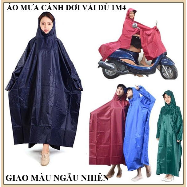 Áo mưa cánh dơi (xẻ tà) vải dù cao cấp 1m4 - che kín 2 người mùa mưa - Chống nước mưa