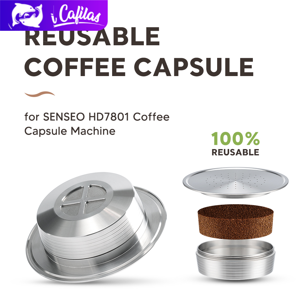 【i Cafilas】[UE2315] Refillable Coffee Capsule Pods Filter 304 Stainless Steel Crema Maker Cups Compatible with SENSEO HD7801 ราคา 454 บาท*ส่งฟรี