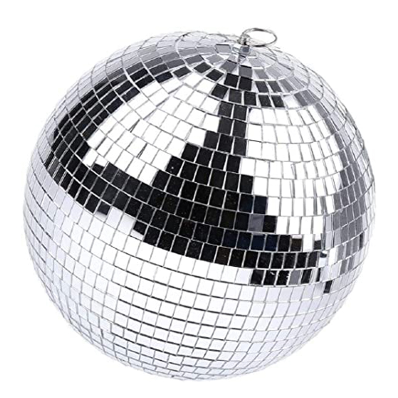 [Waanon]Silver Mirror Disco Ball Mirror Disco Ball with Hanging Ring for Light Effect Party, Home Decoration Club Stage (8 Inches)