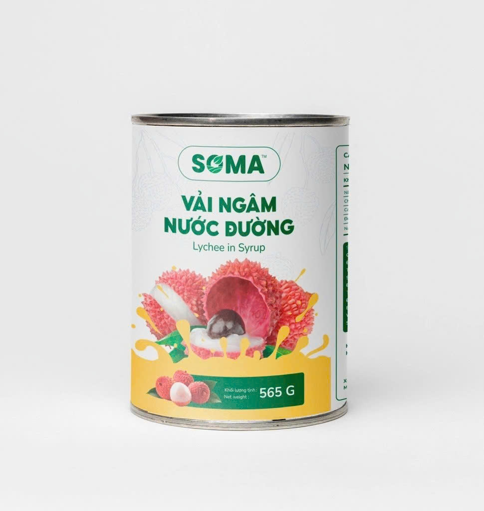 Vải ngâm Soma - Lon 565g