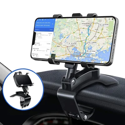 Dashboard Car Phone Holder 360 Degree Stands Rearview Mirror Sun Visor Clip Support Smartphone GPS Navigation