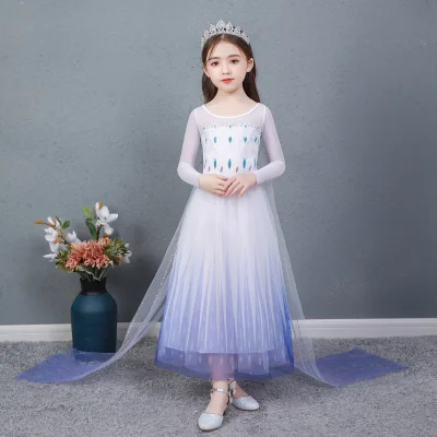 SG Seller Frozen 2 Elsa Anna Party Dress Costume Kids Children party costume long sleeved long removable cape cotton material