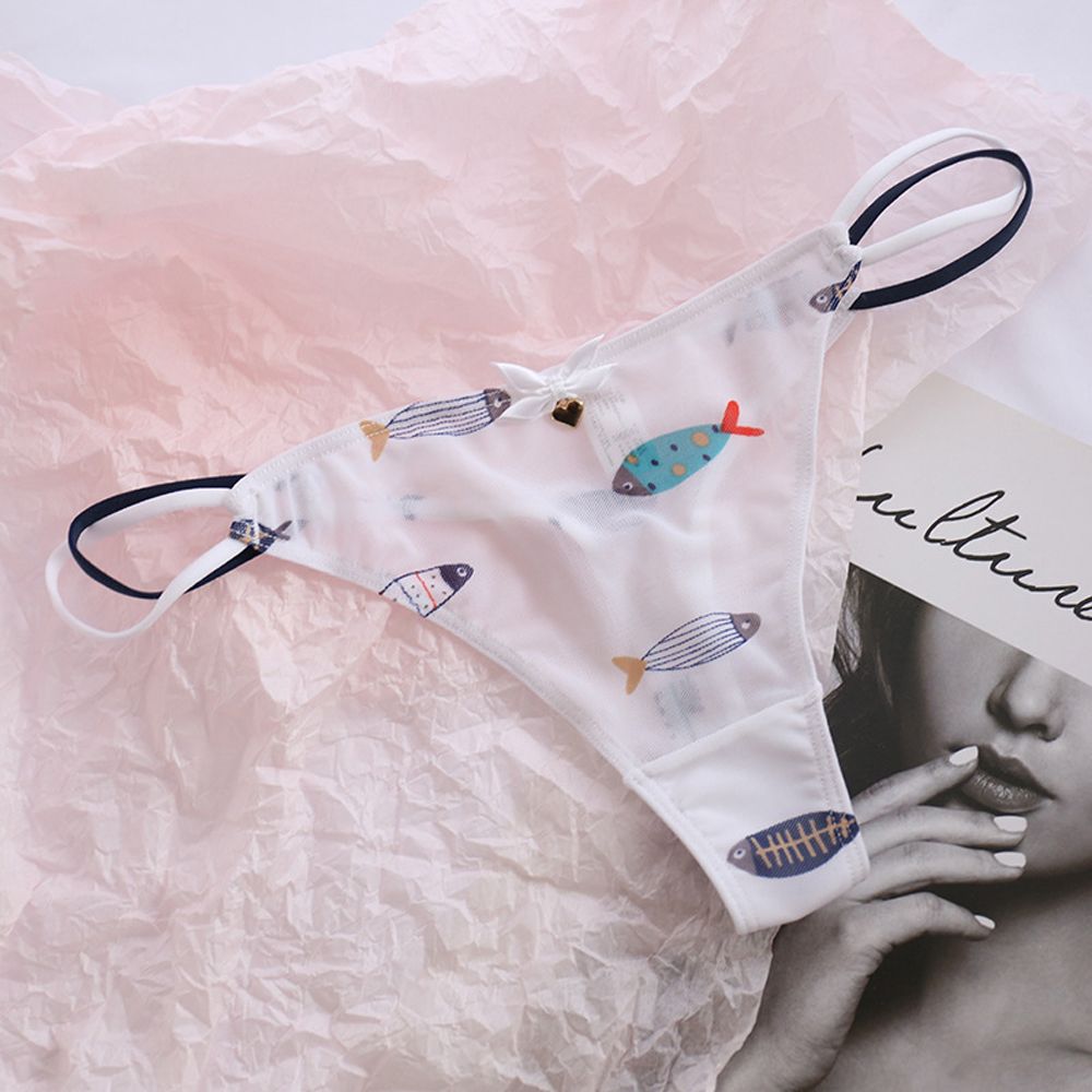 Qingxin thoáng khí dễ thương mèo cạp thấp gấu cho trái tim Hàn Quốc cho nữ Đồ lót lưới sọc tóm tắt Phụ Nữ Cung quần lót