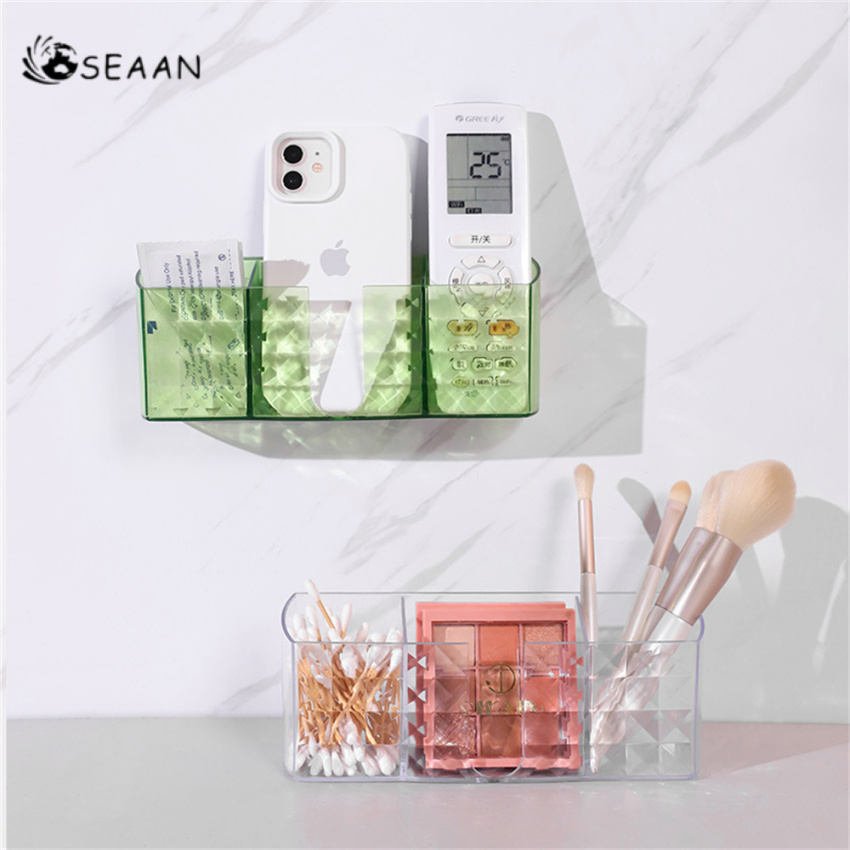 Trong suốt Punch-Miễn phí điện thoại di động giá để điện thoại giá treo gắn tường Giá để điều khiển từ xa lưu trữ hộp sạc cạnh giường container giá