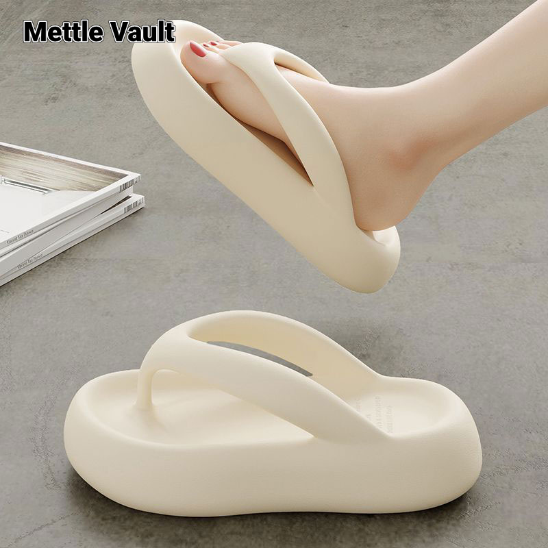 Mettle Vault New high elastic EVA ladies flip flops thick bottom outdoor fashion simple slippers ราคา 116 บาท*ส่งฟรี