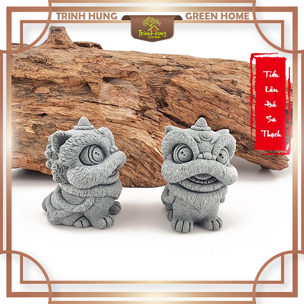 Tượng tiểu lân chất liệu đá sa thạch - trang trí tiểu cảnh,bán cạn, terrarium,bonsai