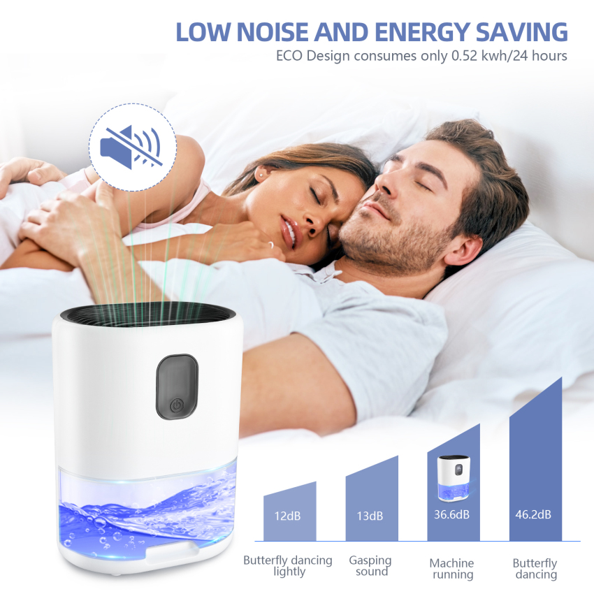 Máy hút ẩm cho phòng tắm-Máy hút ẩm điện với 1000ml watertank, yên tĩnh deihumidifier cho xe cắm trại tủ quần áo phòng ngủ, 7 màu đèn LED, tự động tắt tắt