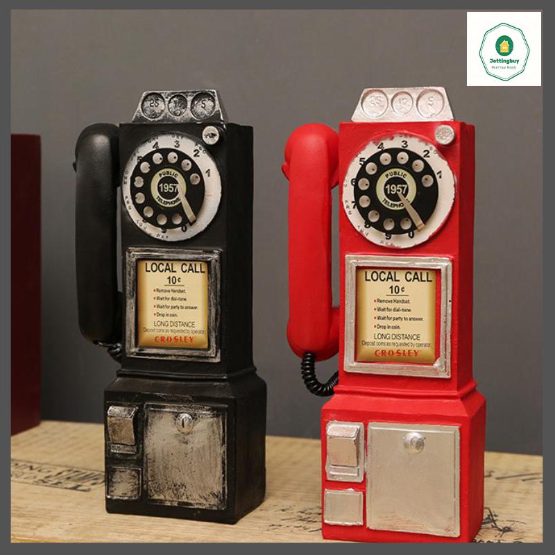【Jettingbuy】 Flash Sale Vintage Telephone Model Wall-Mounted Resin Booth Telephone Figurine Rotary Old-fashioned Telephone Ornament Photography Props ราคา 441 บาท*ส่งฟรี