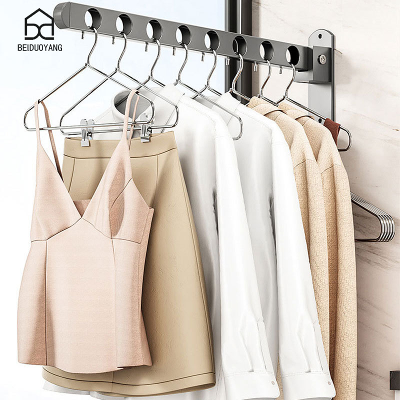 Gấp quần áo vô hình cực treo tường rung đơn giản giá phơi không đục lỗ ban công hộ gia đình phơi trong nhà Giá phơi