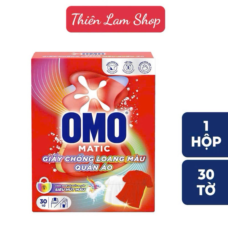 Giấy chống loang màu quần áo OMO-Hộp 30 tờ