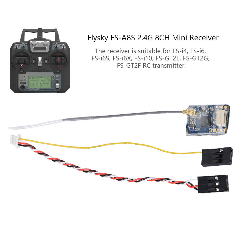 Máy thu RC FS-A8S 2.4G 8CH mini receiver W/ppm i-bus sbus đầu ra cho FS-i4 FS-i6 FS-i6S
