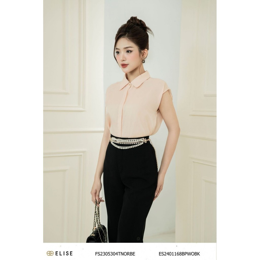 Áo sơ mi tơ be nhũ thiết kế elise fs2305304tnorbe