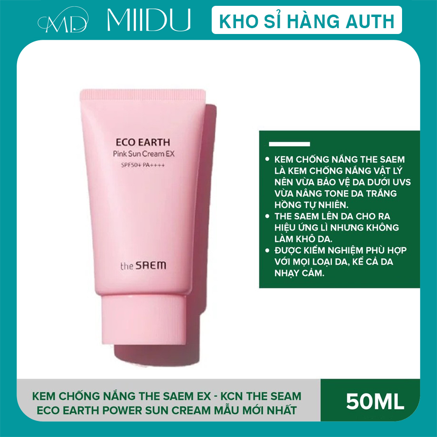 Kem chống nắng the saem eco earth pink sun cream ex spf50+ pa++++ 50ml hàn quốc