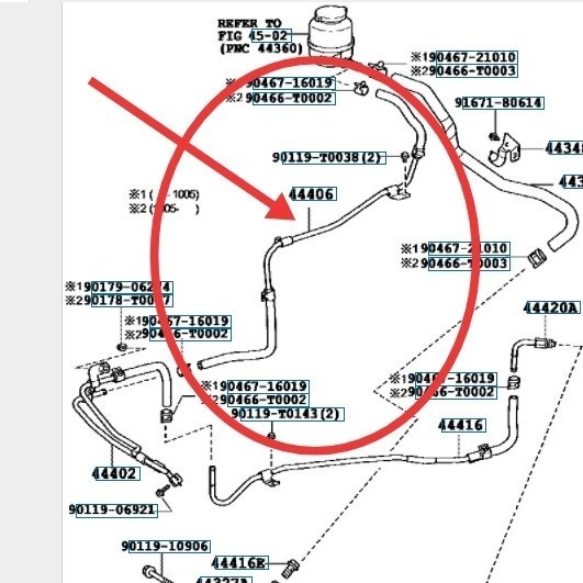 Selang Power steering Tube return Assy Camry 35 Q 44406-06200 Harga 1,180,000 rupiah*Gratis Ongkir